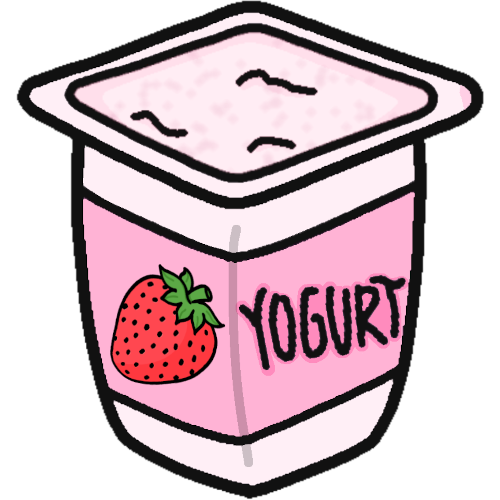 a light pink cup of yogurt labeled as such with a strawberry graphic on the side.